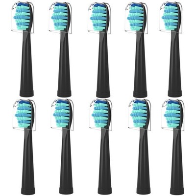 Toothbrush Heads for FairyWill, Replacement Brush 10 Count (Pack of 1), Black 