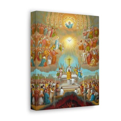 Communion of the Saints Canvas Catholic Mass Art Tridentine purgatory heaven