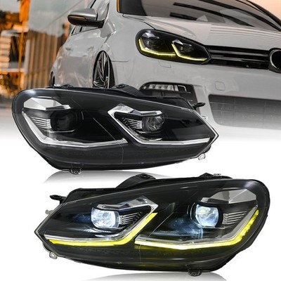 LED Headlights For VW Golf 6 MK6 2010-2014 Projector 2-DRL Front Lamps Assembly