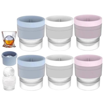 Ice Ball Molds, 6PCS Reusable Large Round Ice Cube Mold, Stackable Easy-Rele