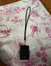 Coach Brown Leather ID/Document Holder Lanyard Solid Logo Theme Women