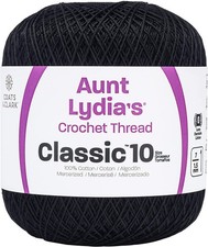 Aunt Lydia's Classic Crochet Thread Size 10 Black