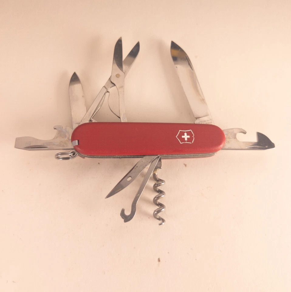 Navaja suiza Victorinox Climber 91 mm tijeras rojas gancho sacacorchos 1992-1995 Foto 2 de 4