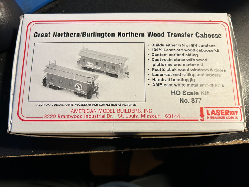 HO Laser Kit 877 GN Great Northern/BN Burlington Northern Wood Transfer Caboose 