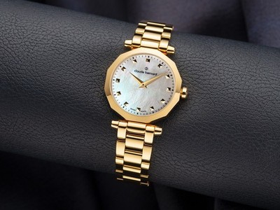 Claude Bernard by Edox - Dress Code Damenuhr Perlmutt Armbanduhr  Goldfarben