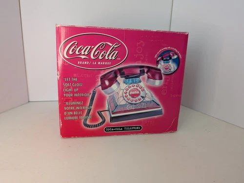 Coca-Cola Telephone Tiffany Style Stained Glass Look Light Up Vintage Retro Coke