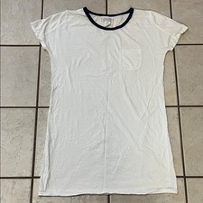 Victoria's Secret Country 100 cotton white navy mumu sleep dress sz M Vintage