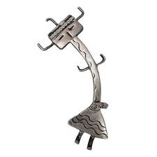 Vintage Navajo Yei Signed Handmade Sterling Silver Brooch Pin Pendant 3" Large