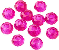 100Pcs Fuchsia Glass Faceted European Beads Crystal Large Hole Loose Rondelle Sp