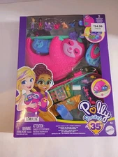 Polly Pocket Doll Mom Baby Sloth 2-in-1 Purse Play Set Animals Brand New Toy