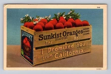 Sunkist Oranges Box, I Promised You From California Vintage c1937 Postcard