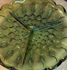 VTG Anchor Hocking Avocado Green 3 Section Relish Dish Scalloped Glass