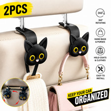 2PCS Cat Car Seat Headrest Hooks Rotating Bag Purse Coat Hanger Organiser