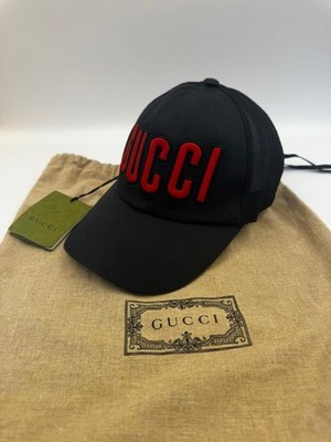 Gucci Logo Mütze Schwarz Monogramma in Gr. M Neu mit Etikett Staubbeutel und Shopper