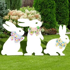 3 Packs Easter Yard Stakes Signs - PVC All-Weather Bunny Yard Decoration, Eas...