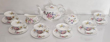 Royal Doulton Arcadia Bone China Tea Pot, Sugar, Creamer, 6-Cups-Saucers H.4802