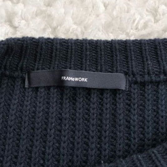 FRAMeWORK Rib Raglan Knit Pullover Navy One Size … - image 3