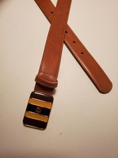 Vintage 70s Pierre Cardin Paris Buckle Calfskin on Glove Leather Mens Belt Sz 36