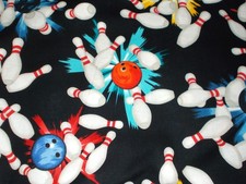 BTY Kaufman Sports Club Bowling STRIKE Print 100 Cotton Quilt Fabric Yard