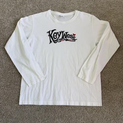 Key West Shirt Womens Large White Graphic Long Sleeve Tee T-Shirt Crazy Shirts