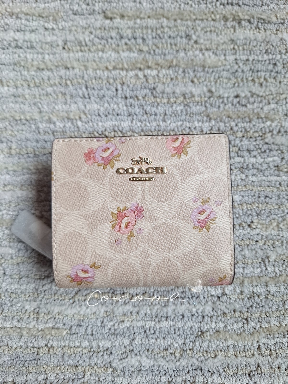 COACH Snap Wallet In Signature Canvas With Floral Print Sand Multi New Packaged 