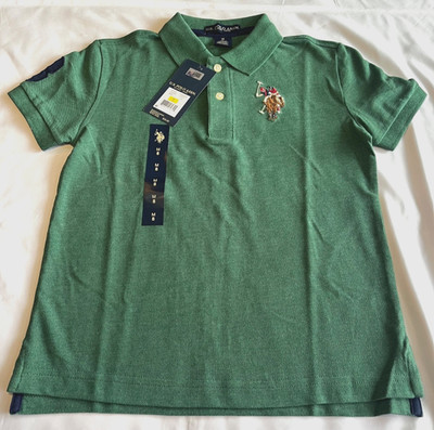 U.S. Polo Assn. Boys Short Sleeve Moss Green ( M)  Size 8  Logo,  Brand New