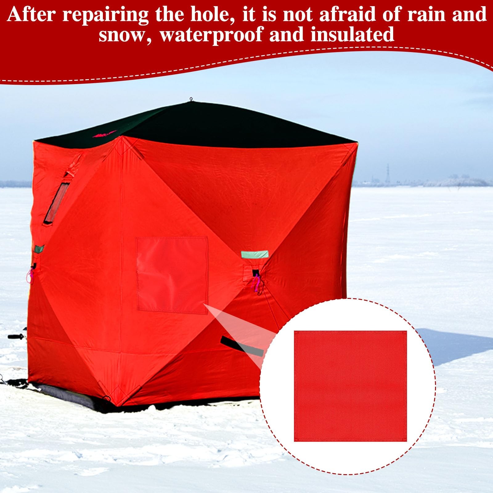 Ice Shelter Patch 2 PCS 300D Tear Resistant Fabric 12x12 Inch Waterproof Kit