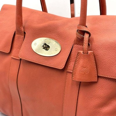 Mulberry Bayswater Turnlock Tote Bag Leather Orange Women's Ships