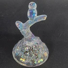 Fenton USA Art Glass Clear Iridescent Owl Ring Tree Ring Holder Figure