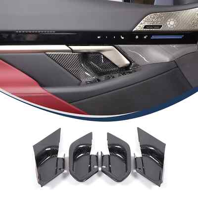 Real Carbon Fiber Inner Door Handle Bowl Cover Trims For BMW 5 Series G60 2024+