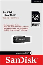 USB 3.0 Flash Drive SanDisk 256GB Ultra Shift PC Memory Stick SDCZ410 150Mb/s