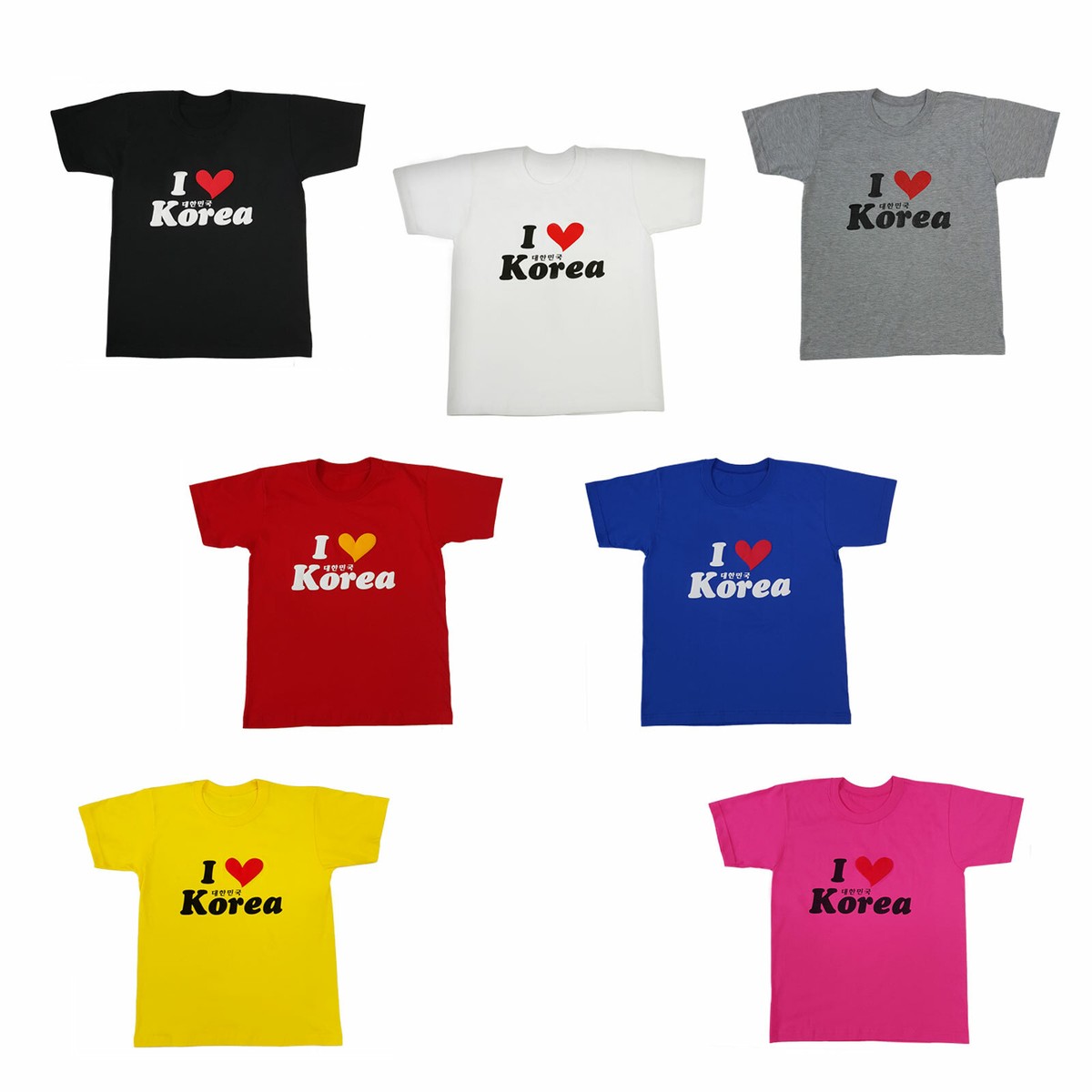I Love Korea T shirt 100% Cotton Short Sleeve Multi Color Size