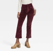 Women's Universal Thread Size 0 High Rise Ankle Bootcut Burgundy Corduroy Pants