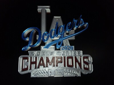 LA DODGERS WORLD SERIES CHAMPS SIGN MLB [SILVER EDITION]-3D printed 8''×8''×1.25''