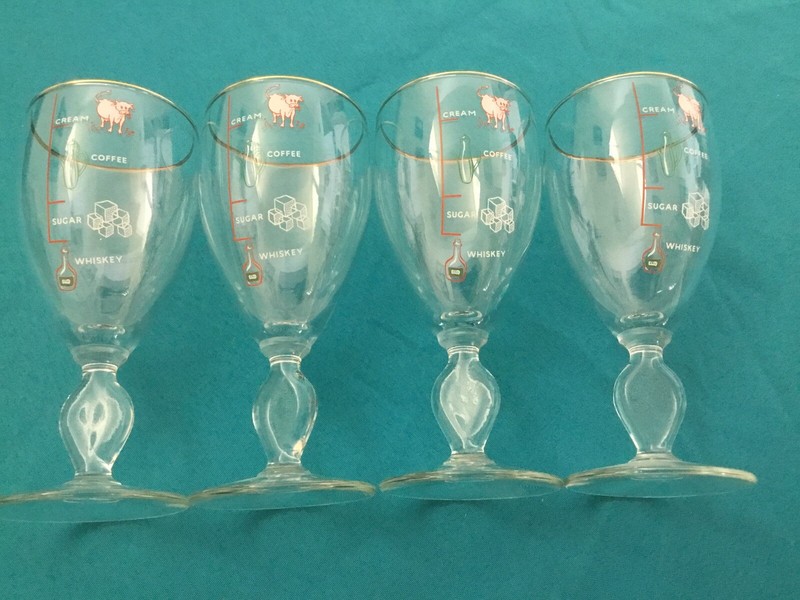 Set Of (4) Glass Irish Coffee Stemmed Ware.  Great Condition!