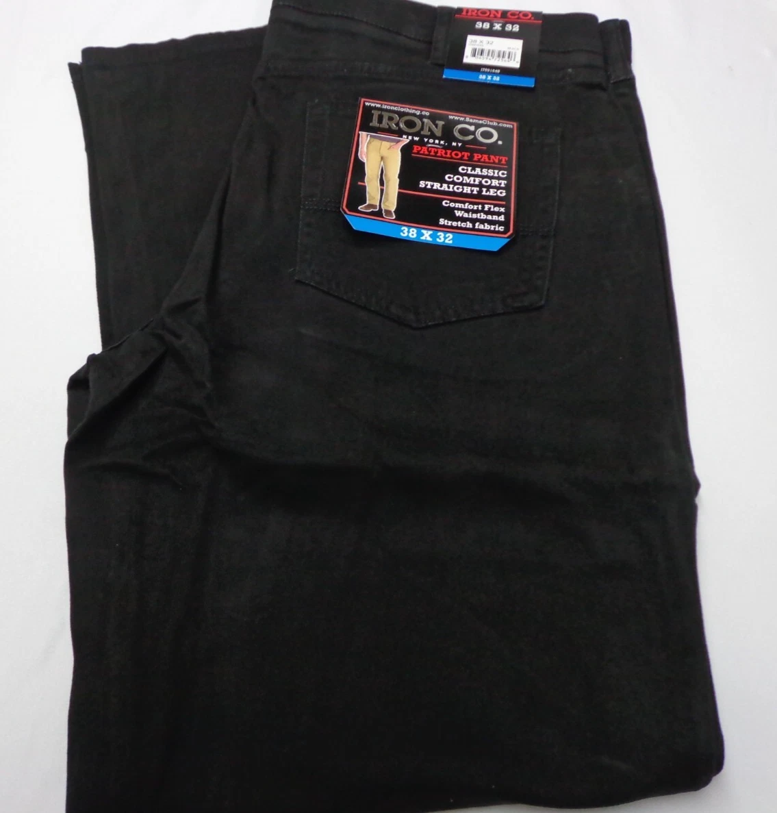 Iron Co. Men's Classic Stretch Comfort Patriot Pants Black 38 x 32