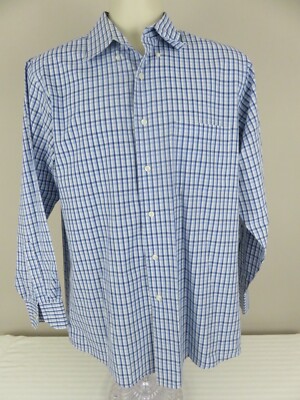 Arrow Men's Shirt Blue/Gray Plaid Long Sleeve Button Down Size 15-15 1/2 32/33