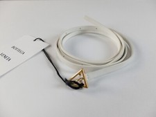 NO CUSTOMS TAX BOTTEGA VENETA white triangle buckle skinny leather belt One Size