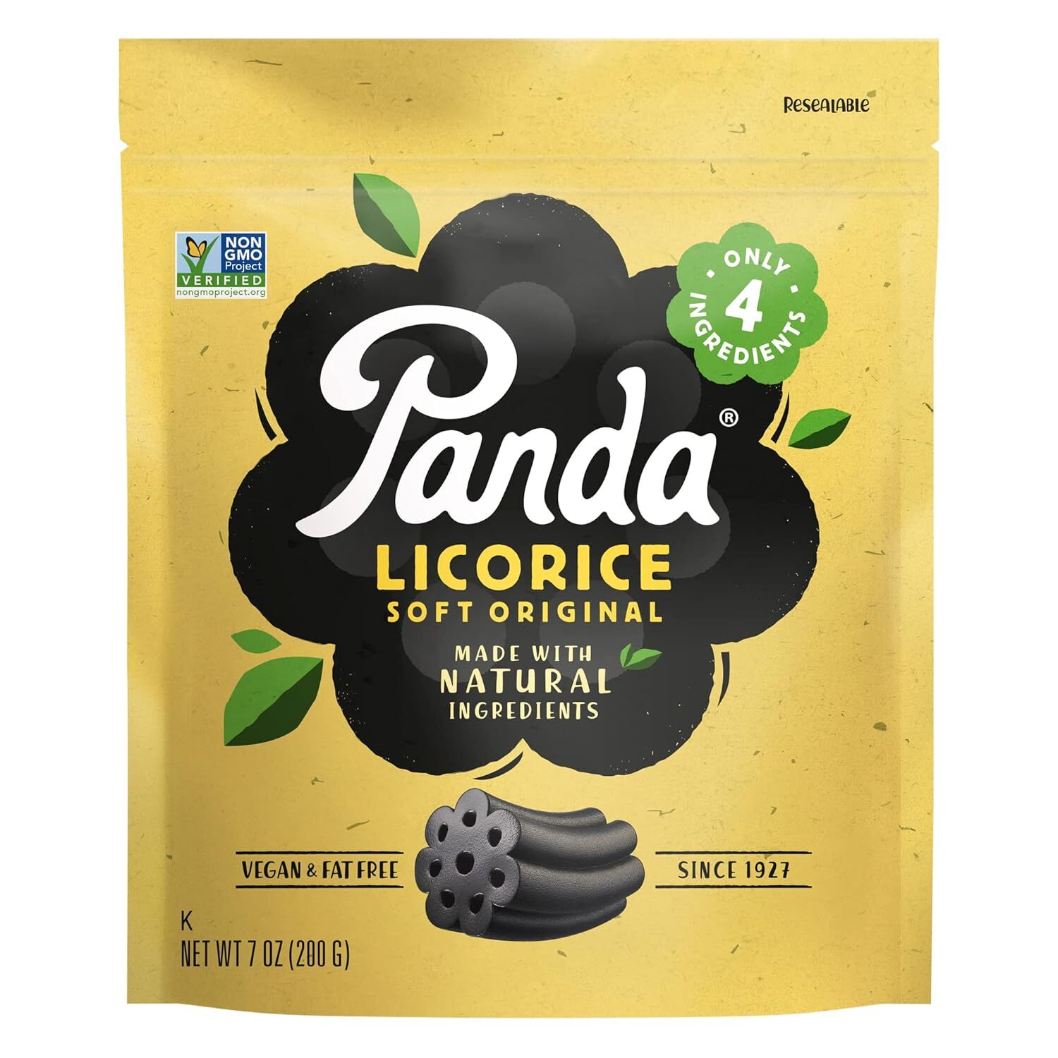 Panda All Natural Soft Licorice Chews Fat Free No Preservatives 7 Oz Bags 12 Pck
