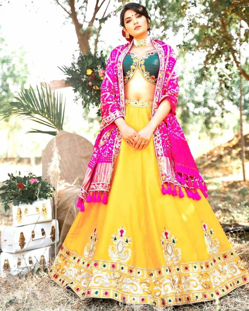 Yellow lehenga with green dupatta Lehenga Choli - Unleashing the Beauty of Lehenga  Choli: A Co