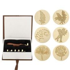Plant Wax Seal Stamp Kit Flower Wax Stamp with Wooden Handle