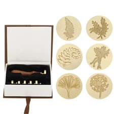 Plant Wax Seal Stamp Kit Flower Wax Stamp with Wooden Handle