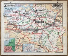 🌍Ancienne carte scolaire Vidal-Lablache 25, T31, 1940 – Belgique, Bruxelles