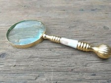 Antique Brass Mother of Pearl Magnifying Glass Map Reading Magnifier Glass
