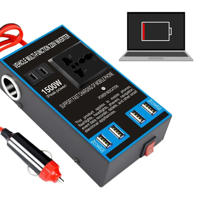 Van Car Power Inverter 12V/24V to 240V 1500W Converter UK Plugs USB