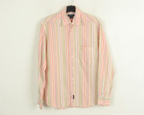 GANT DA UOMO Slim Fit Camicia Casual Formale Cotone Manica Lunga Bottoni Gessato