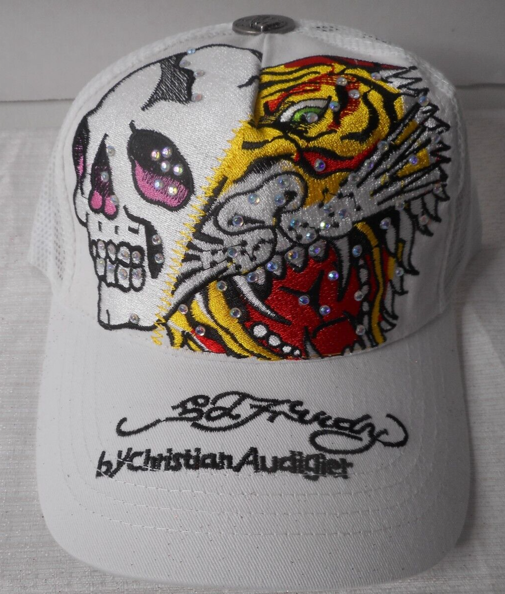 Don Ed Hardy Christian Audigier Embroidered Skull Trucker Snapback