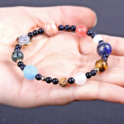 Solar System Agate Eight Planets Bracelet Natural Stone  Chakra Energy Handmade