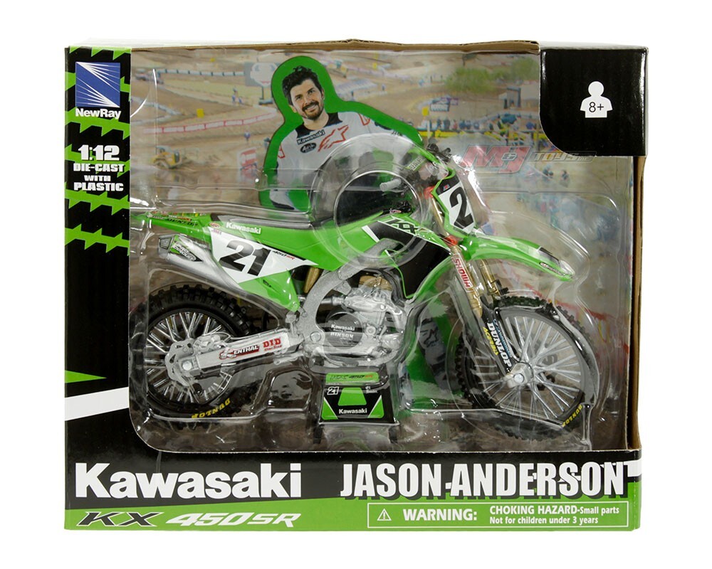 1/12 New Ray Kawasaki KX450SR Motorcycle #21 Jason Anderson Green 58413