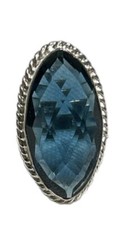925 Sterling Silver Blue Topaz Solitaire Ring Women  s Size 6 1/2 New